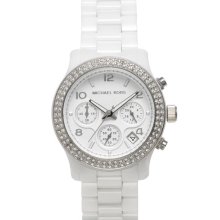 Michael Kors 'Runway Ceramic' Watch, 40mm White / Silver