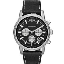 Michael Kors Scout Black Leather Chronograph Watch - Black