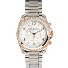 Michael Kors Silver & Rose Gold Chronograph Watch Silver