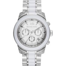 Michael Kors White Silvertone Playa Chronograph Watch - White/Silverto