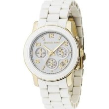 Michael Kors Women's Two Tone Chronograph White Dial Watch - Michael Kors Mk5145