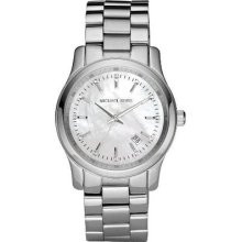 Michael Kors Womens Watch Silver Stainless Steel Mk5338 Mother Pearl Crystals