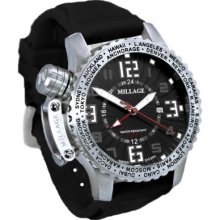 Millage Moscow Men's Swiss Made Quartz GMT Black Silicone Strap Watch
