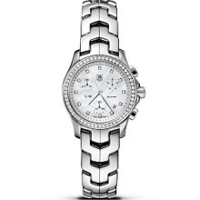 Mint Tag Heuer Womens Link Cjf1314.ba0580 Diamond Mother Of Pearl Chrono Watch