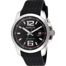 Momentus Stainless Steel with Black Rubber Band & Dial Men's Wat ...