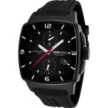 MOMODESIGN Men's Limited Edition Automatic Chronograph Black Ion Plated Titanium Case Strap Watch