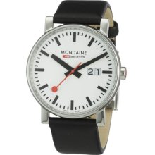 Mondaine EVO Big Date 40mm - White Dial - Black Leather Strap A627.30303.11SBB