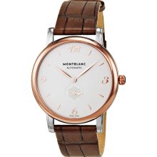 Montblanc Star White Dial Brown Leather Automatic Mens Watch 107309