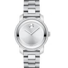 Movado Bold 3600149 Mid-Size Stainless Steel Bracelet Watch With Diamond Bezel