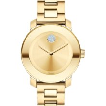 Movado Bold Yellow Gold Ion Plated Stainless Steel Mens Watch 3600104