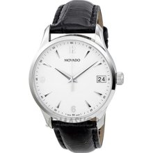 Movado Circa White Dial Leather Mens Watch 0606569