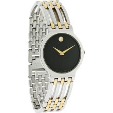 Movado Esperanza Mens Black Dial Two Tone Bracelet Swiss Quartz Watch 0600451 *