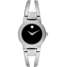 Movado Ladies Stainless Steel Amorosa Black Museum Dial 0604982