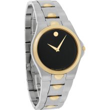 Movado Luno Mens Black Two Tone Stainless Steel Swiss Quartz Dress Watch 0605635