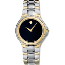 Movado Mens Watch Exclusive Collection Gold Silver 2 Tone Black Dial 0691020