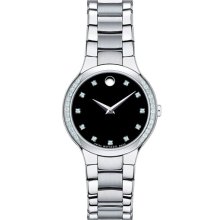 Movado 'Serio' Ladies Diamond Bracelet Watch Silver