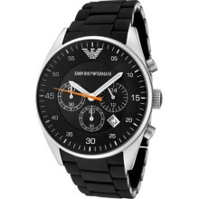 mporio Armani Men's Sportivo Chronograph Black Dial Black Silicon&