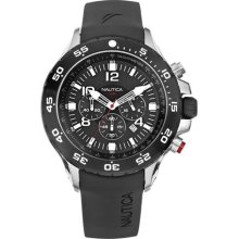 Nautica Chronograph Black Men's Watch Stainless Steel Gray Tachymeter Masculine