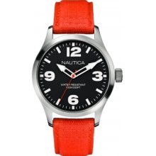 Nautica Men's Black Dial, Red Canvas Strap A11560G Watch