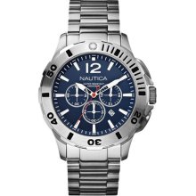 Nautica Men's Chronograph Stainless Steel Case and Bracelet Blue Tone Dial Date Display N19582G