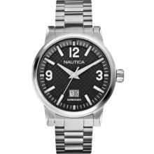 Nautica Men's Nct 600 Watch A18595g With Black Dial And Silver Bracelet