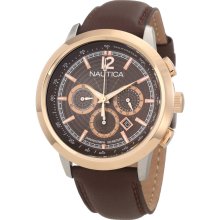 Nautica N21024G NCT 750 Classic Brown Dial Leather Strap Men's Watch
