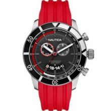 Nautica Red Chronograph with Red Resin Strap Watch
