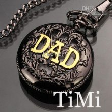 New Black Sliver Men's Quartz Pocket Watch Dad Gift Hotsale