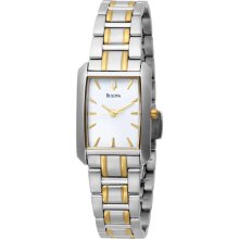 New BULOVA Ladies Quartz White Analog Watch Stainless Steel Bracelet