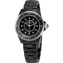 NEW Chanel J12 Black Ceramic Diamond Dial 33mm Quartz Watch - H1625