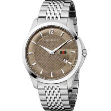 New Gucci YA126310 Gucci Timeless Brown Diamond Pattern Dial Men's Watch