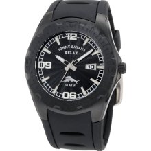New TOMMY BAHAMA RELAX Mens RLX1145 Beach Comber Steel Watch Black Rubber Band - Black - Surgical Steel