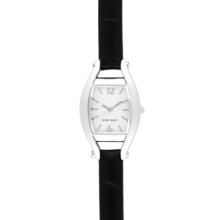 Nine West Watch, Womens Black Leather Strap Nw-1227SVBK