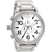 Nixon 51-30 Brushed Chrome & White Chronograph Watch