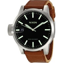 Nixon Chronicle Black Dial Brown Leather Strap Mens Watch A1271037