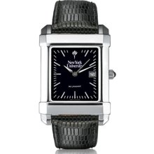 NYU Men's Swiss Watch - Black Quad w/ Leather Strap