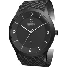 Obaku Harmony Mens Analog Stainless Watch - Black Bracelet - Black Dial - V132XBBMB