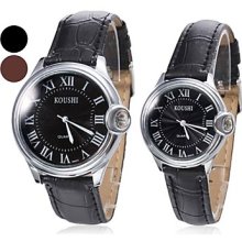 Pair of PU Analog Couple's Quartz Watches (Assorted Colors)