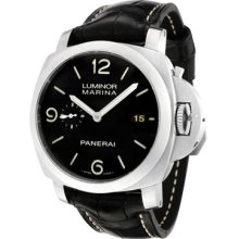 Panerai Luminor 1950 Black Leather Watch Black Arabic Dial PAM00312