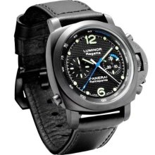 Panerai Luminor Rattrapante Steel Watch Black Arabic Dial PAM00332