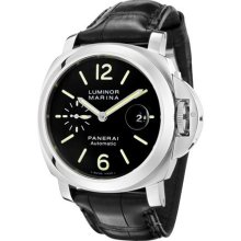 Panerai Men's Luminor Marina Automatic Black Dial Black Alligator