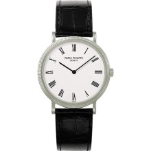 Patek Philippe Calatrava White Dial 18 kt White Gold Mens Watch 5120G