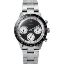 Paul Newman Rolex Daytona Watch Silver Band Black Dial