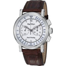Paul Picot Men's 'Technicum' White Dial Brown Leather Strap Watch