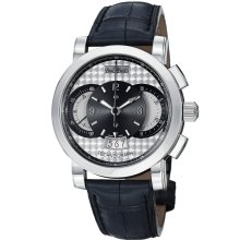 Paul Picot Men's 'Technograph' Silver Dial Grey Leather Strap Watch