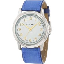Pedre 0231Sx-Blue Grosgrain Women'S 0231Sx Silver-Tone Blue Grosgrain Strap Watch