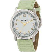 Pedre 0231Sx-Mint Grosgrain Women'S 0231Sx Silver-Tone Mint Grosgrain Strap Watch