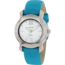 Pedre 6400Sx-Turquoise Grosgrain Women'S 6400Sx Silver-Tone Turquoise Grosgrain Strap Watch