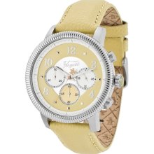 Penguin Mens Dino Chronograph Stainless Watch - Khaki Leather Strap - Khaki Dial - OP-1008SL