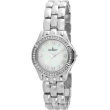 Peugeot 7037S Women'S 7037S Swarovski Crystal Bezel Silver-Tone Bracelet Watch